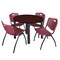 Kee Kee Round Table & Chair Set, Wood, Metal, Plastic Top, Mahogany TB42RNDMHBPBK47BY - alternate 1